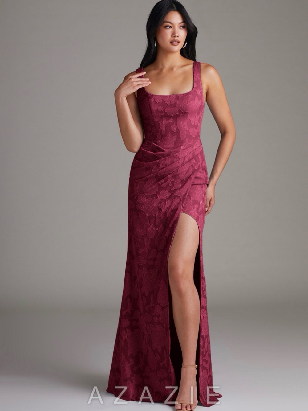 Azazie Mero Sheath Pleated Dress